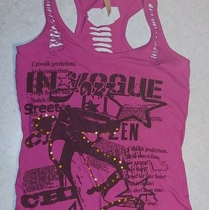 Distressed racerback tank